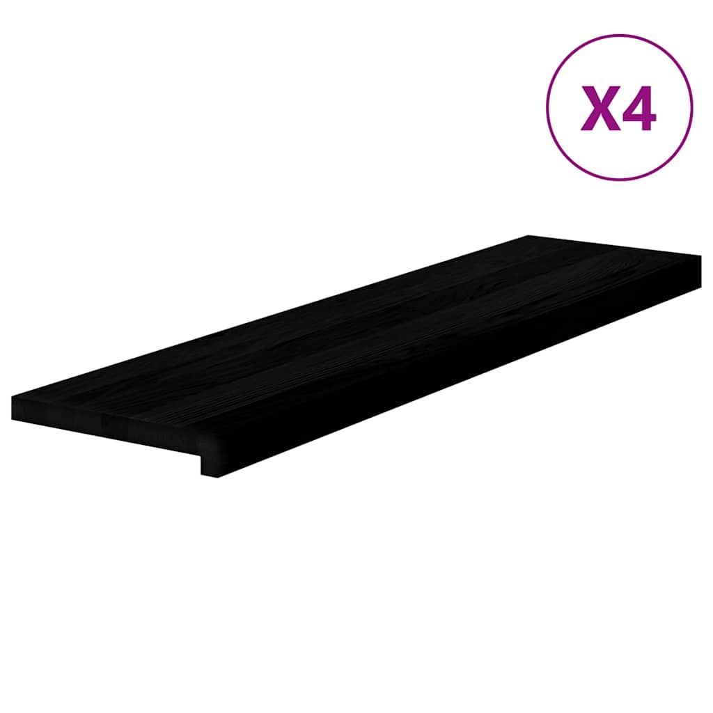 Treppenstufen 4 Stk. Braun-Schwarz 100x25x2 cm Massivholz Eiche