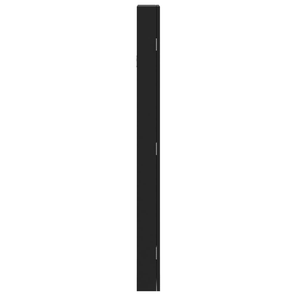 Schmuckschrank mit Spiegel Wandmontage Schwarz 30x8,5x106 cm