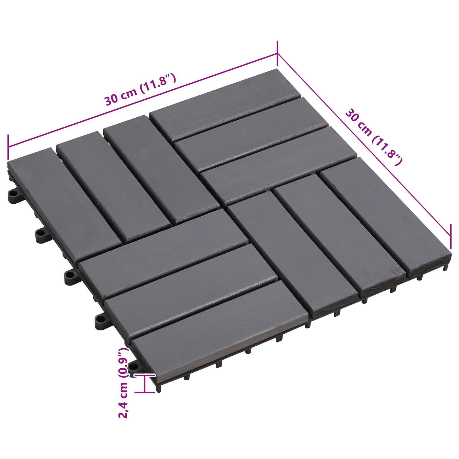Terrassenfliese 30 pcs Grau 30 x 30 cm Akazien-Hartholz