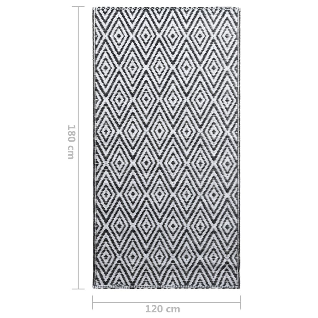 Outdoor-Teppich ARAKIL Weiß und Schwarz 120x180 cm PP