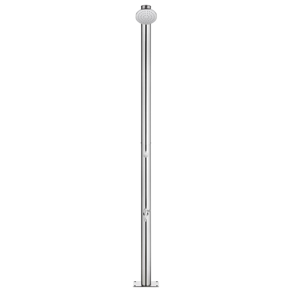 Gartendusche mit Grauer Bodenplatte 220 cm Edelstahl