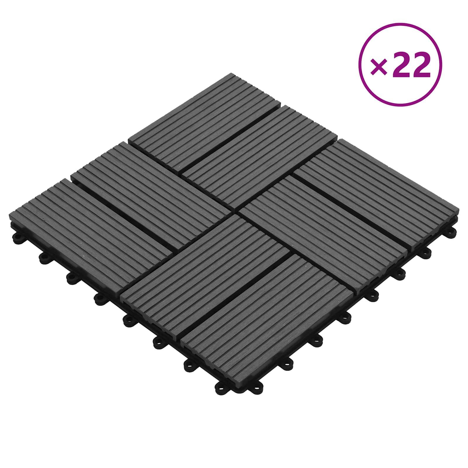 Terrassenfliese 22 stk. Grau 30 x 30 cm WPC