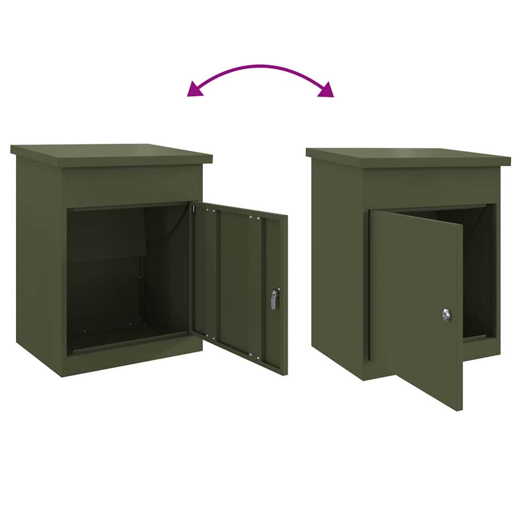 Paketdrop-Box mit Speicher Olivgrün 47,5 x 38 x 59 cm Stahl