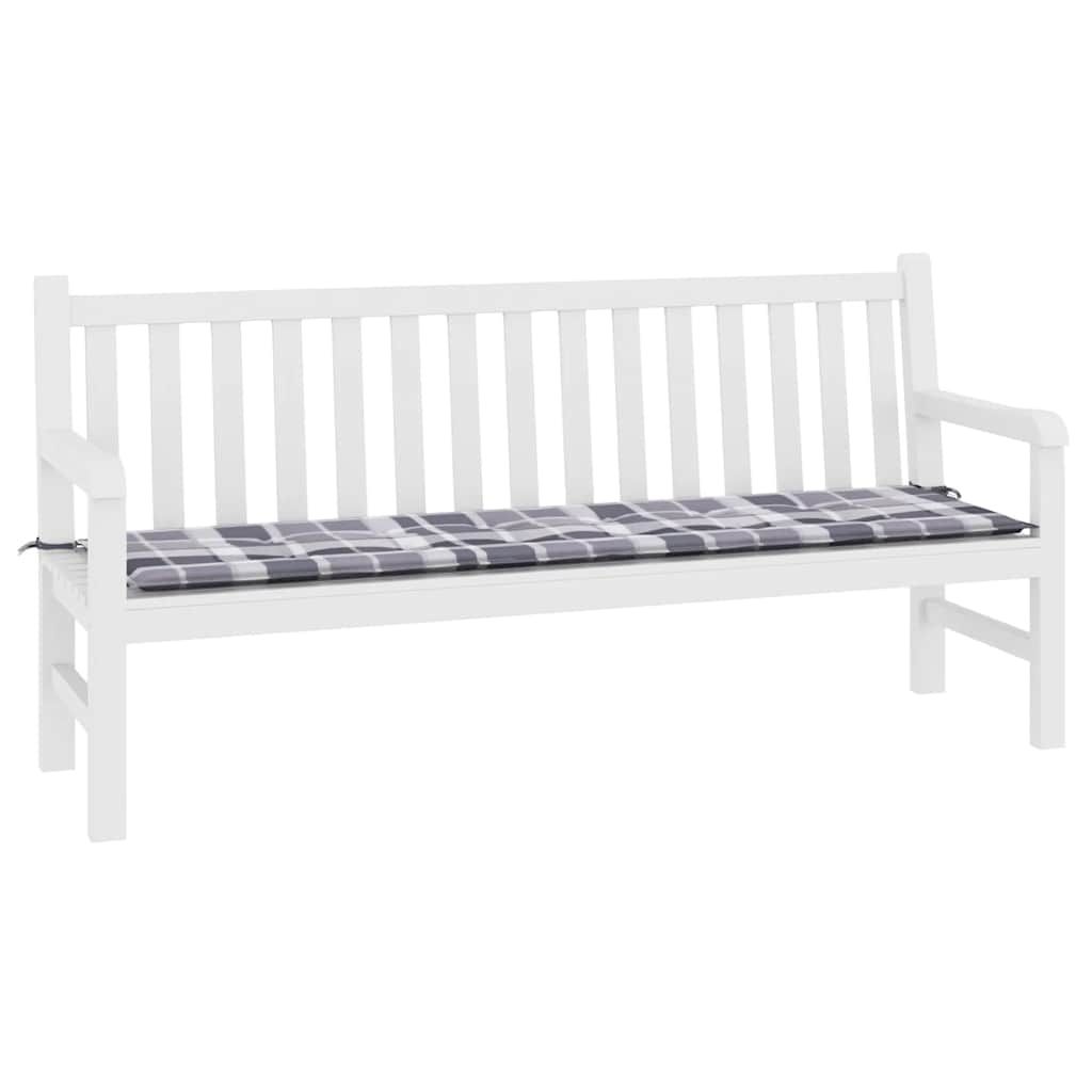 Gartenbank-Auflage Grau Karomuster 180x50x4 cm Oxford-Gewebe
