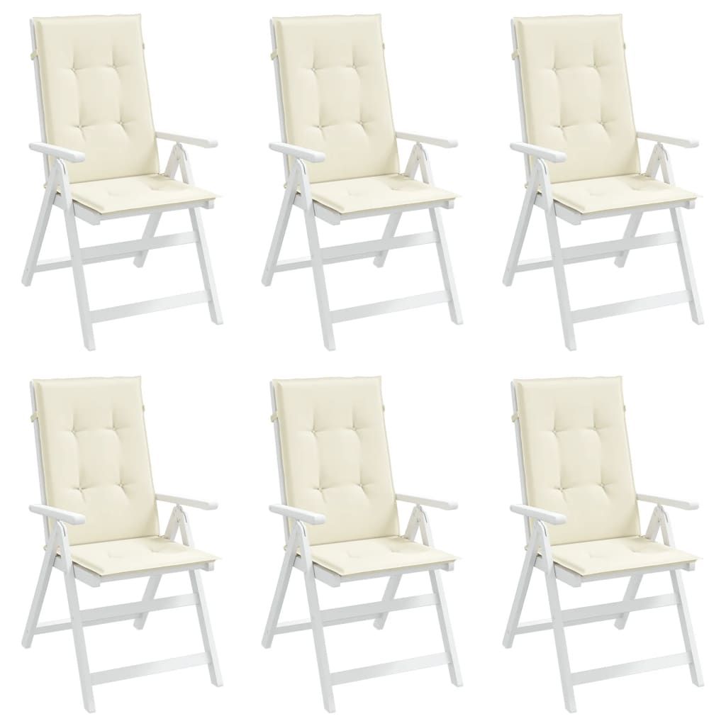 Gartenstuhlauflagen für Hochlehner 6Stk. Creme 120x50x3cm Stoff