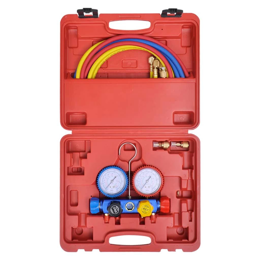 Vakuumpumpe Einstufig mit 4-Wege-Verteiler-Manometer Set
