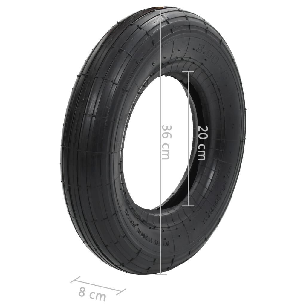 4-tlg. Schubkarrenreifen und Schlauch-Set 3.50-8 4PR Gummi
