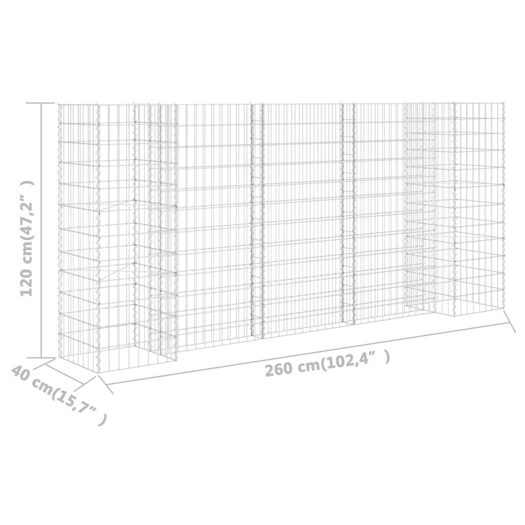 H-förmiger Gabionen-Pflanzkorb Stahldraht 260x40x120 cm