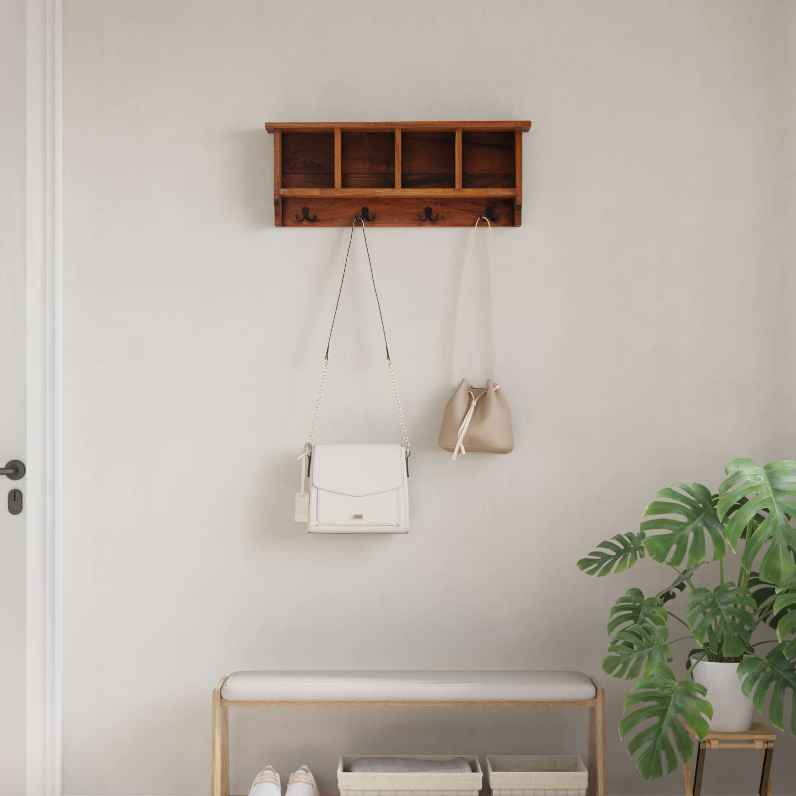 Kleiderbügel Braun 70 x 11 x 27 cm Massives Mahagoni Holz