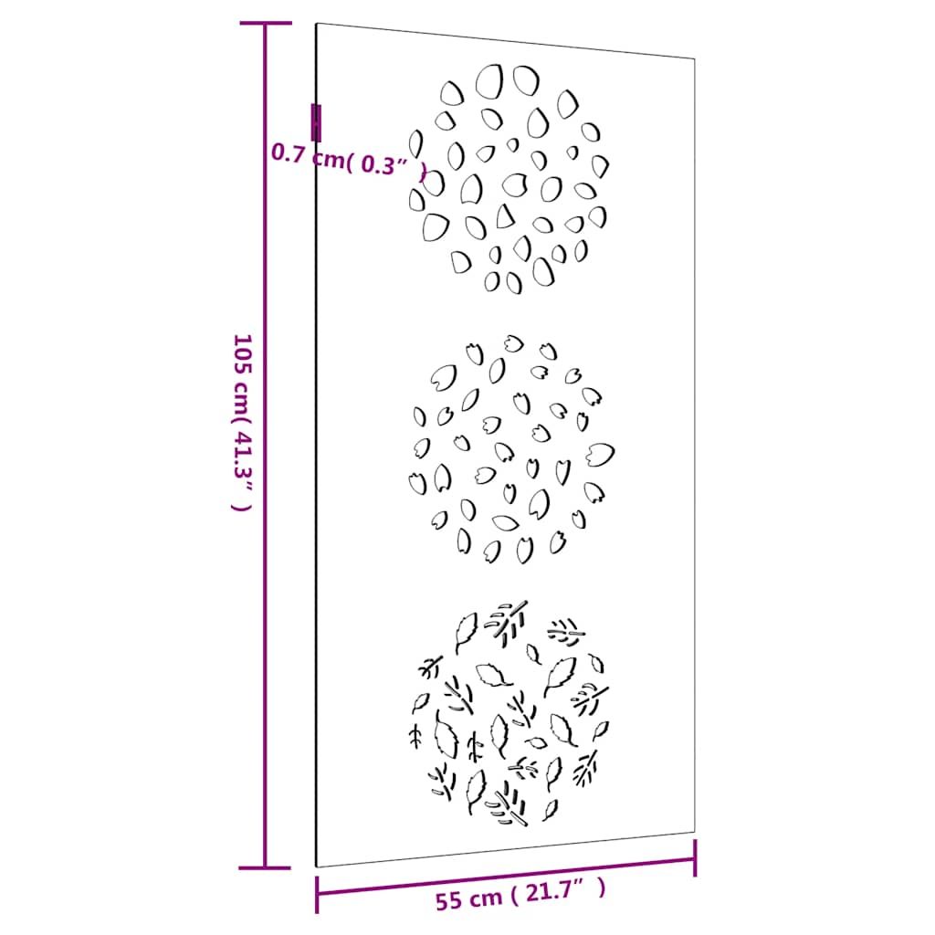 Garten-Wanddeko 105x55 cm Cortenstahl Blatt-Design