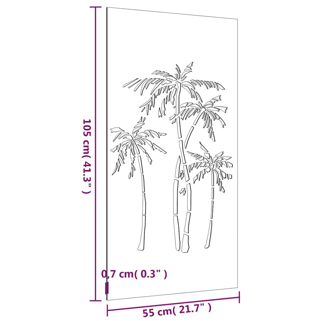 Garten-Wanddeko 105x55 cm Cortenstahl Palmen-Design