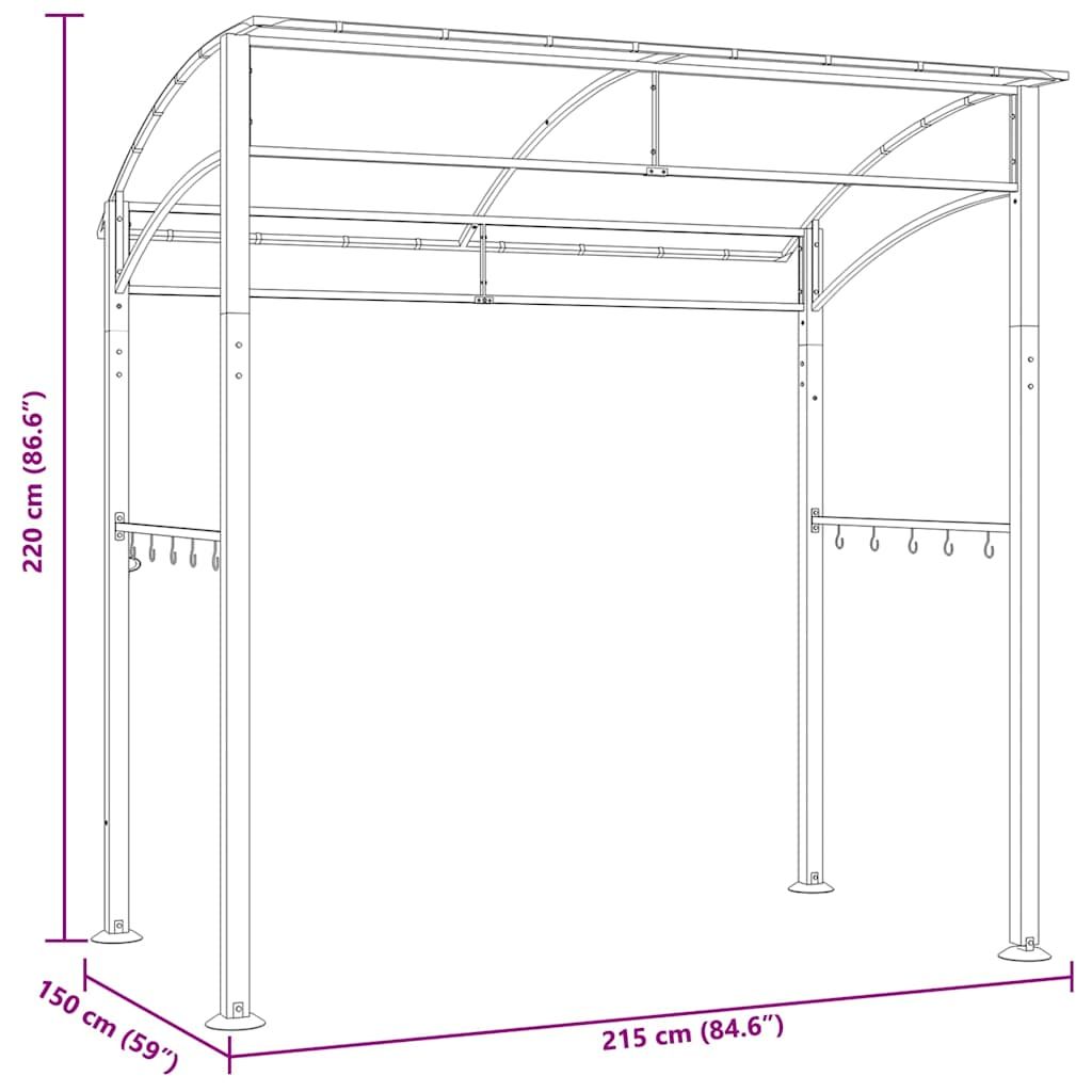 BBQ-Pavillon 215x150x220 cm Anthrazit Stahl