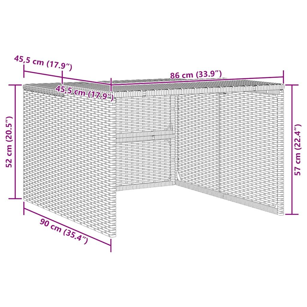 Mähroboter-Garage Grau 86x90x52/57 cm Poly Rattan