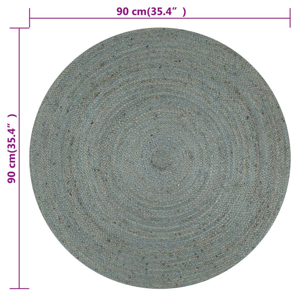 Teppich Handgefertigt Jute Rund 90 cm Olivgrün