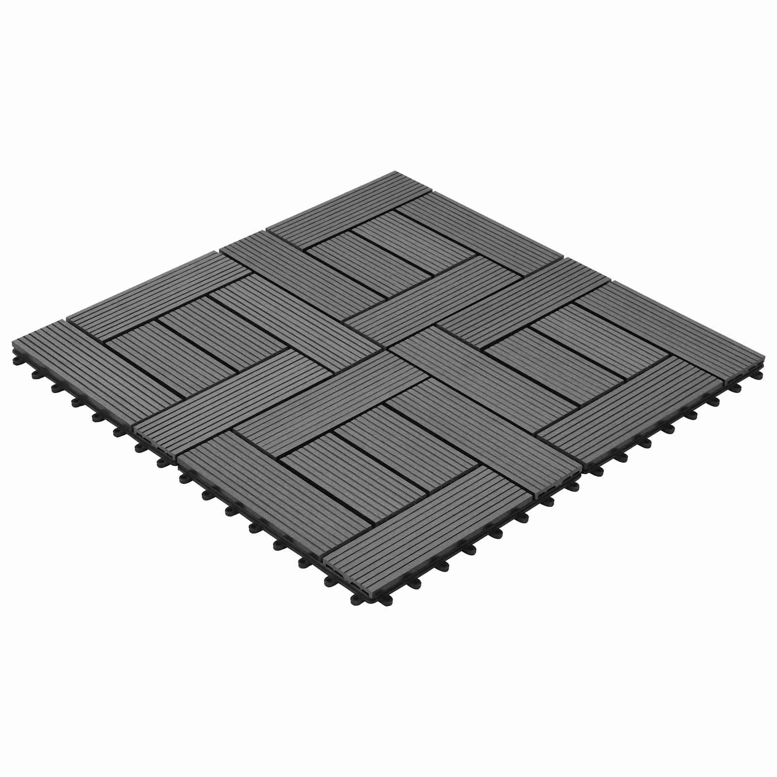 Terrassenfliese 22 stk. Grau 30 x 30 cm WPC