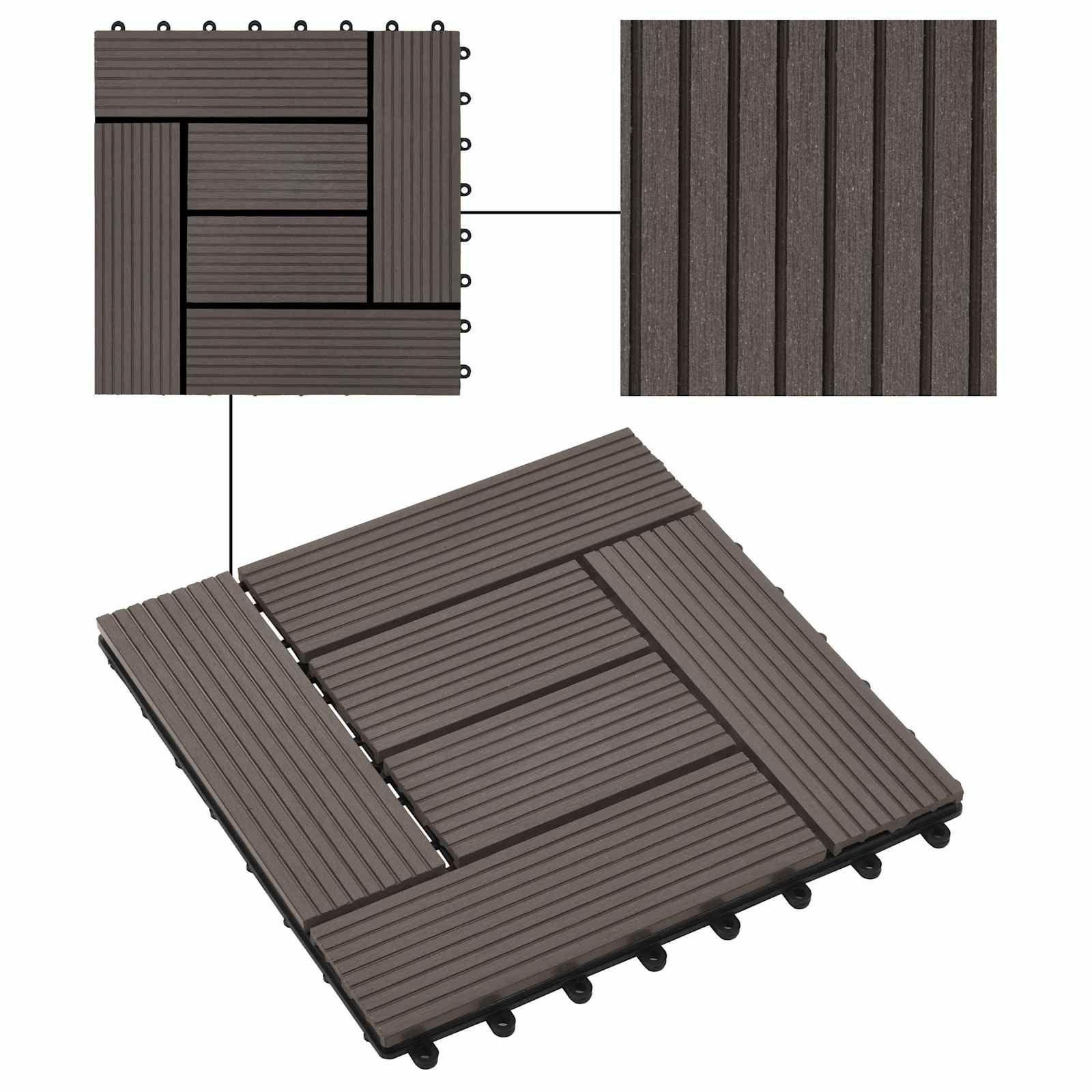 Terrassenfliese 22 stk. Dunkelbraun 30 x 30 cm WPC