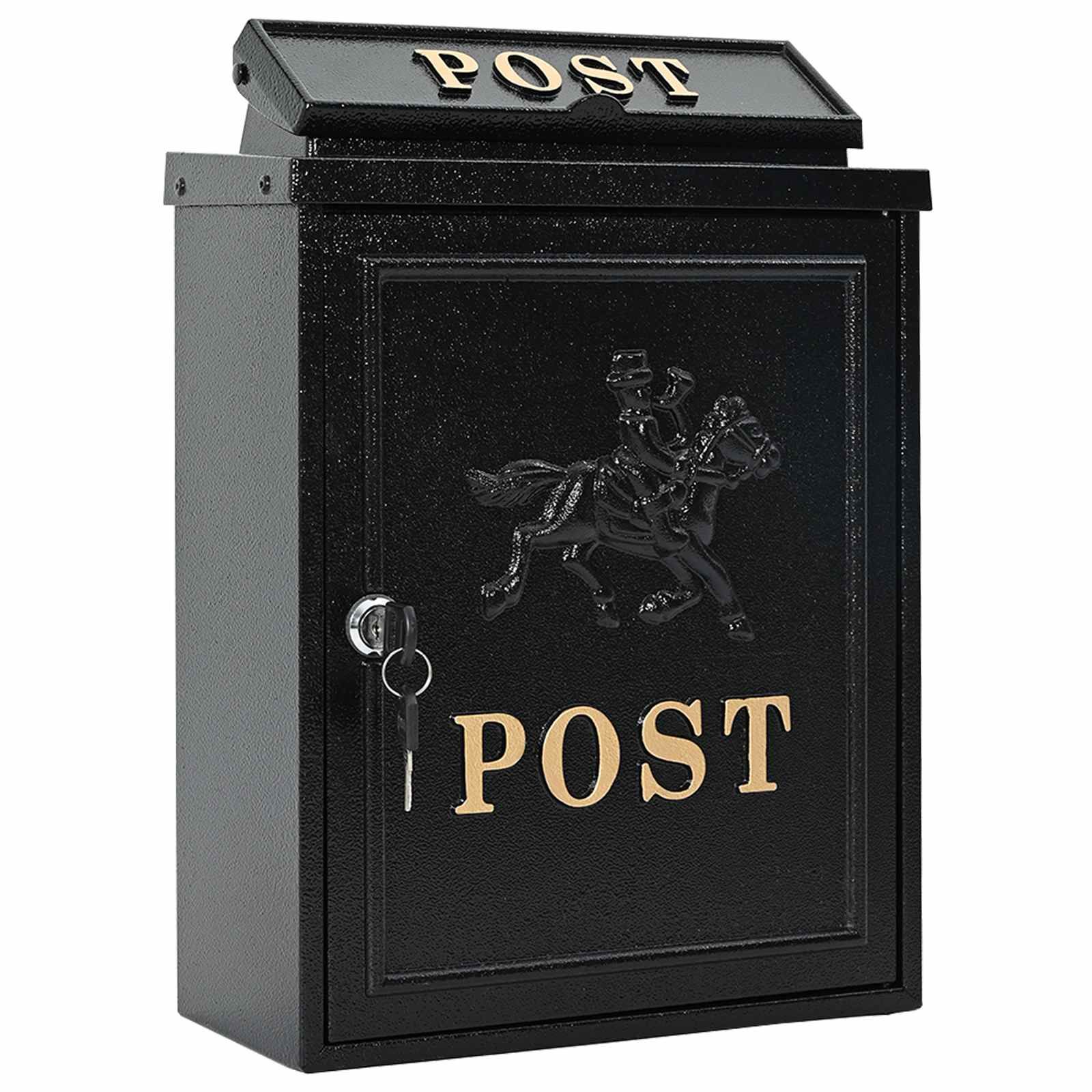 Wandmontierter Briefkasten mit Speicher Schwarz 29 x 13 x 41 cm