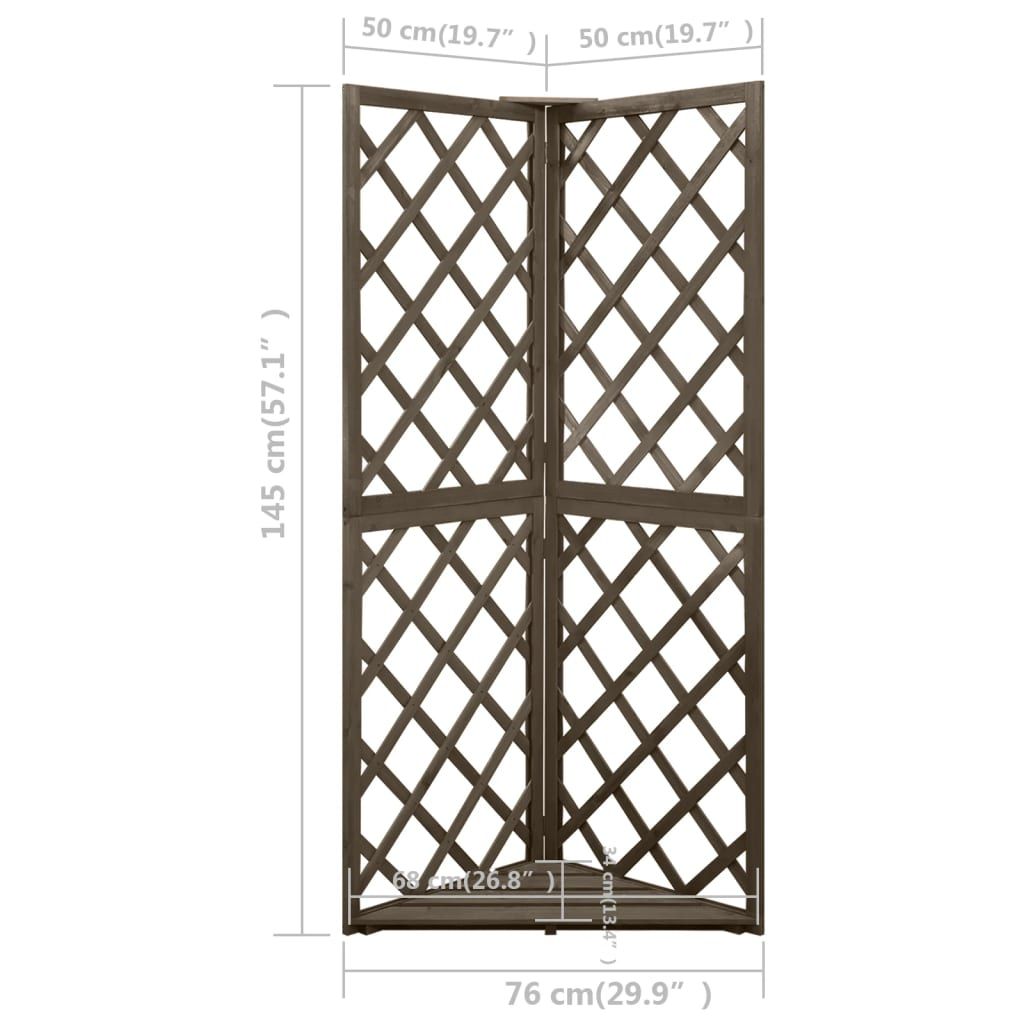 Eckspalier Grau 50x50x145 cm Massivholz Tanne
