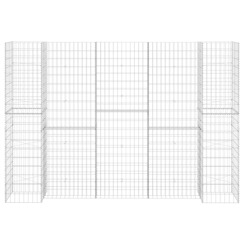 H-förmiger Gabionen-Pflanzkorb Stahldraht 260x40x180 cm