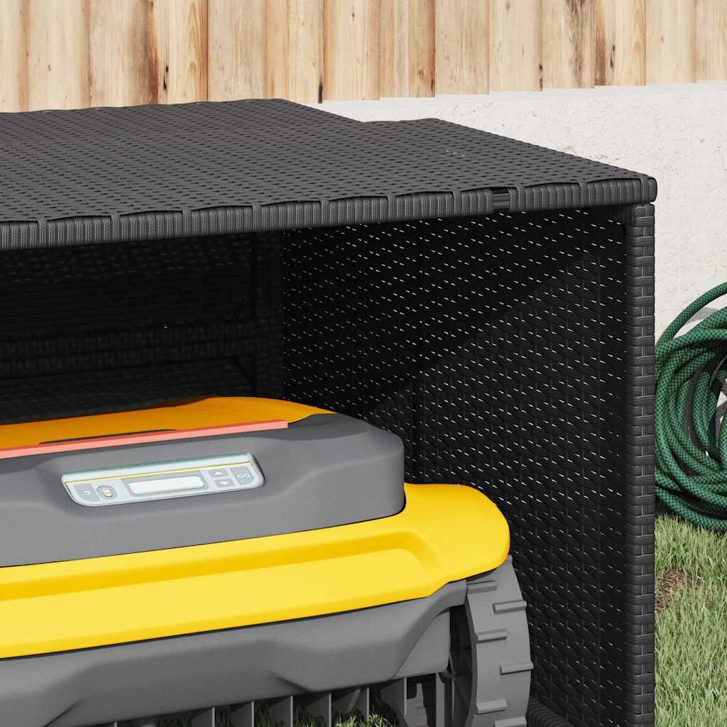 Mähroboter-Garage Schwarz 86x90x52/57 cm Poly Rattan