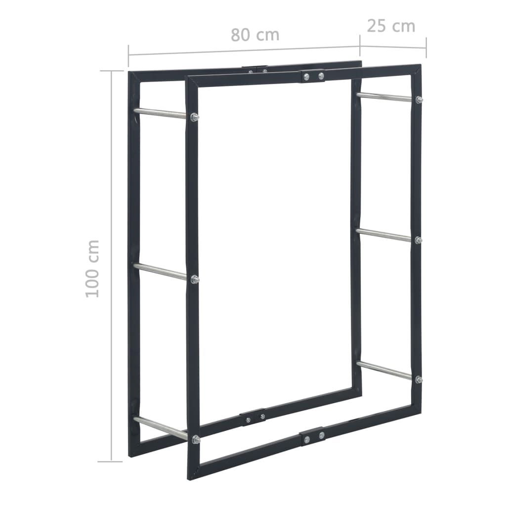 Brennholzregal Schwarz 80×25×100 cm Stahl