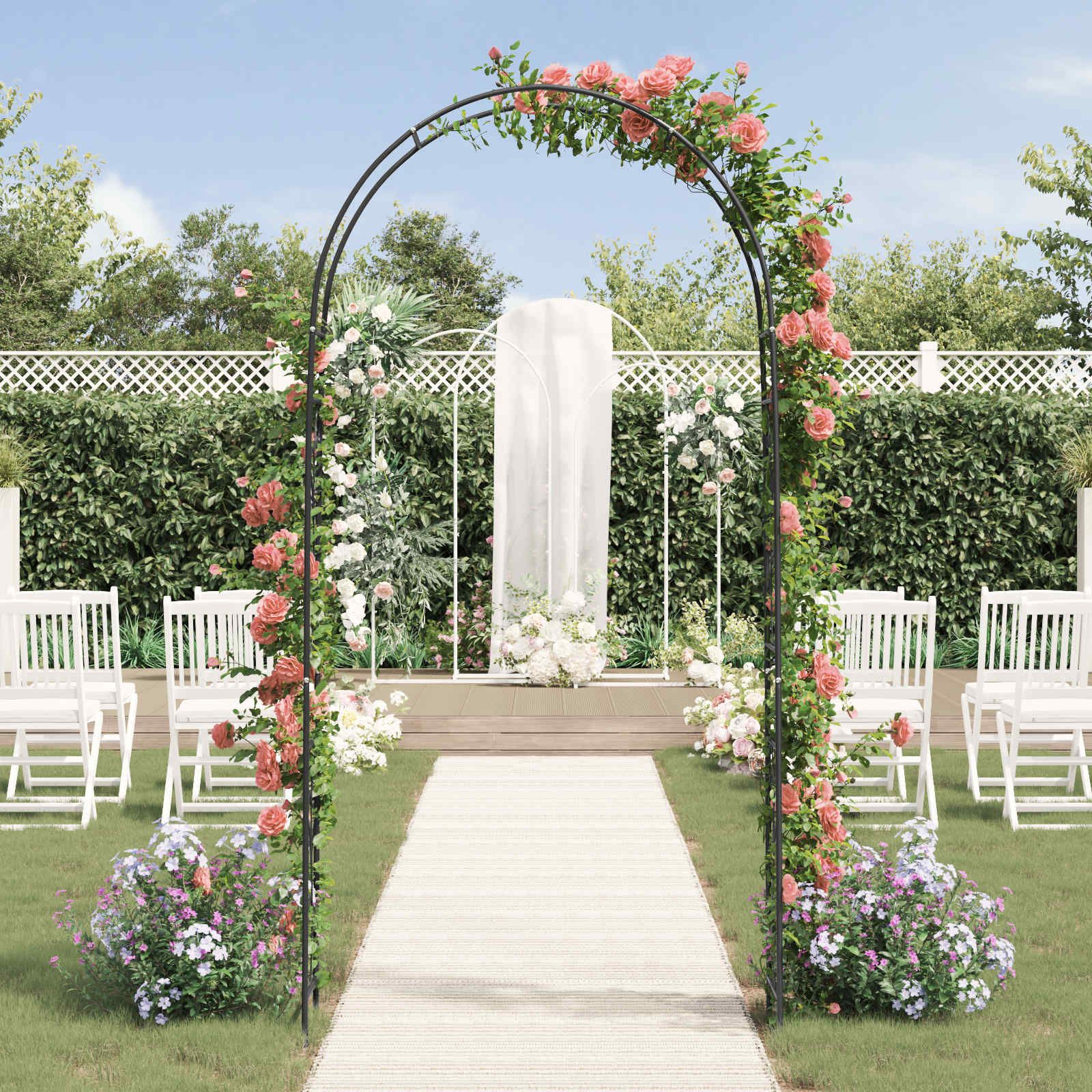 Gartenbogen Floral Schwarz 115 x 37 x 231 cm