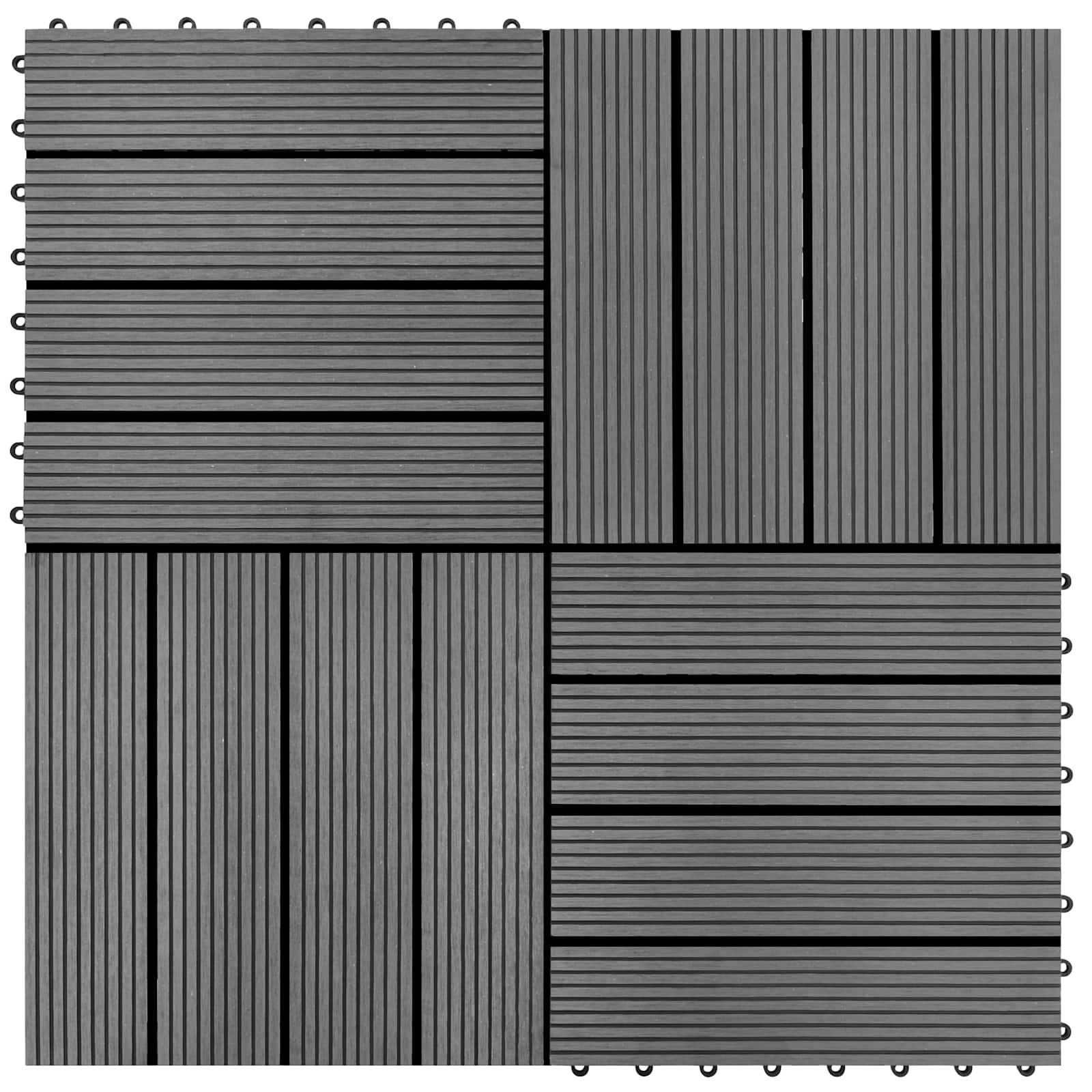 Terrassenfliese 22 stk. Grau 30 x 30 cm WPC