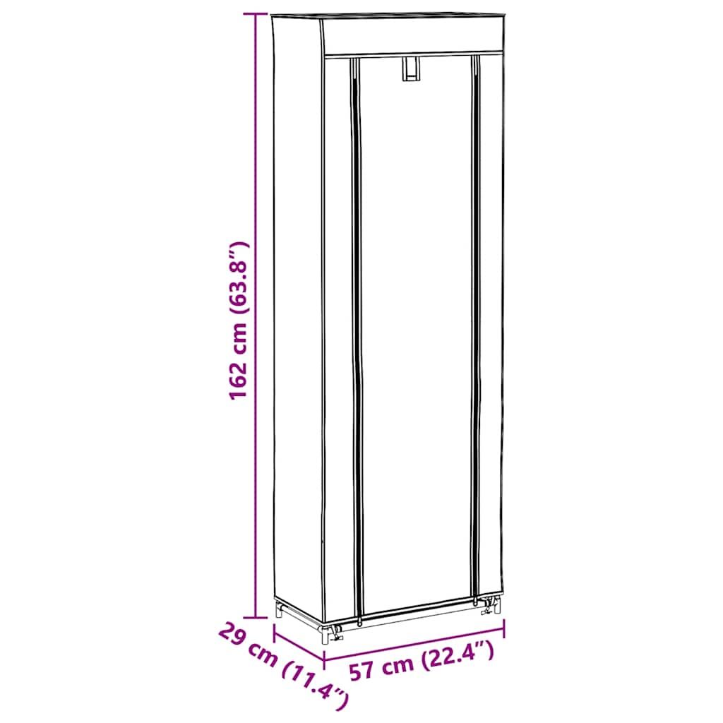 Schuhschrank mit Abdeckung Cremeweiß 57 x 29 x 162 cm Stoff