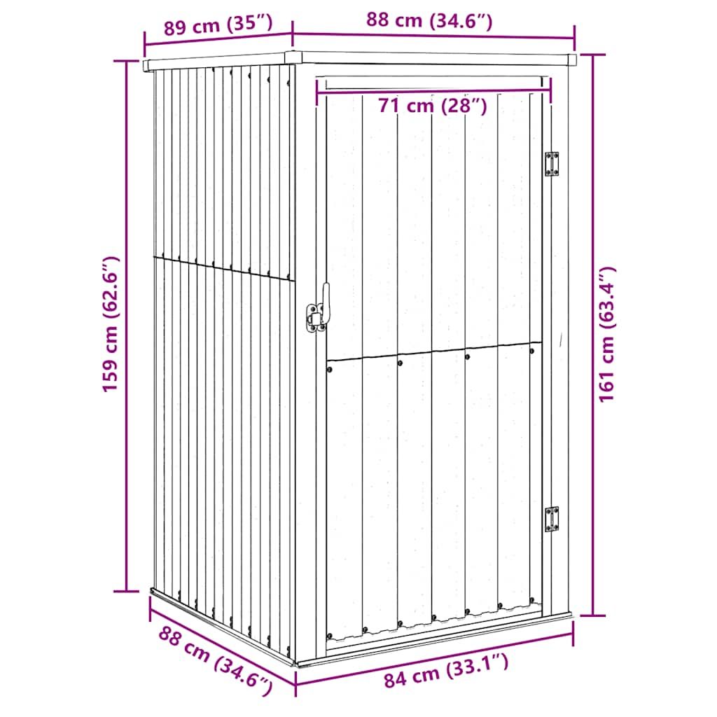 Gerätehaus Grau 88x89x161 cm Verzinkter Stahl