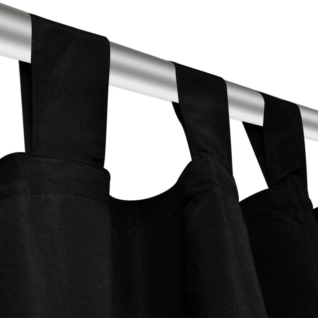 Vorhänge Gardinen aus Satin 2-teilig 140 x 225 cm Schwarz