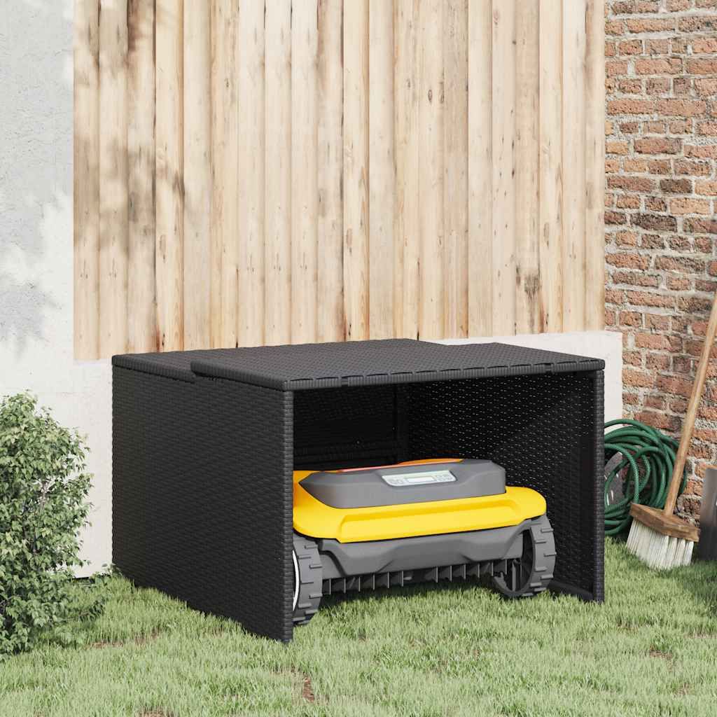 Mähroboter-Garage Schwarz 86x90x52/57 cm Poly Rattan