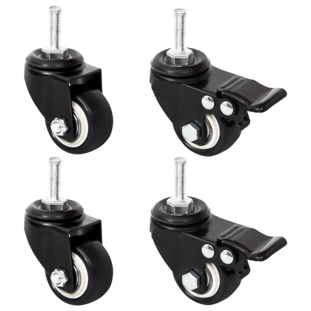 Rollen für Pflanzkübel 4 Stk. Schwarz 8x3,5x8 cm Eisen