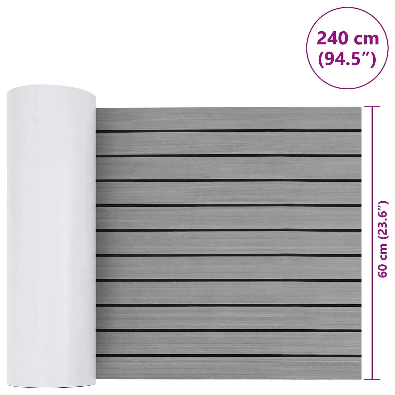 Bootsmatte Gestreift Hellgrau und Schwarz 240 x 60 cm EVA