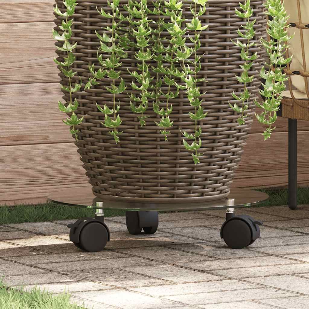 Pflanzenständer mit Rollen 2 Stück Hartglas 28 cm Rund