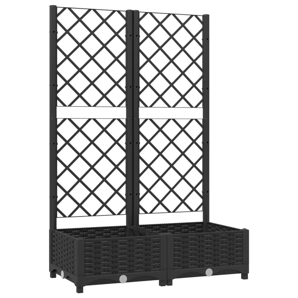 Gartenpflanzgefäß mit Spalier Schwarz 80 x 40 x 121,5 cm PP