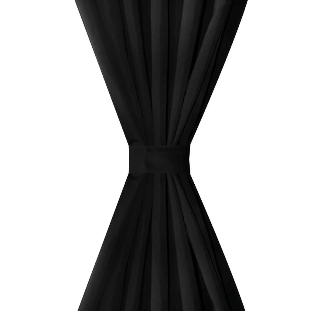 Vorhänge Gardinen aus Satin 2-teilig 140 x 225 cm Schwarz