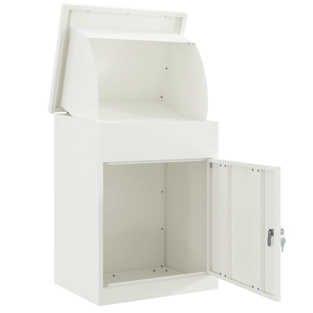 Paketdrop-Box mit Speicher mit Tür Weiß 47,5 x 38 x 59 cm Stahl