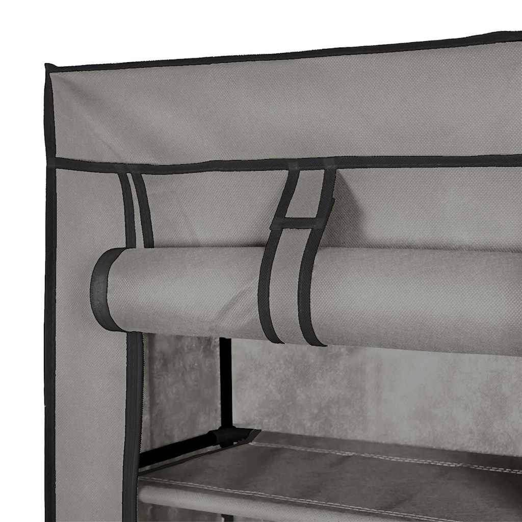 Schuhschrank mit Abdeckung Grau 57 x 29 x 162 cm Stoff