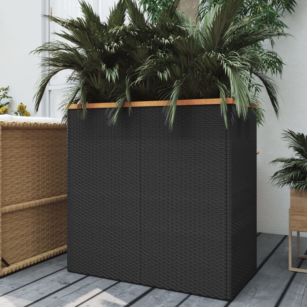 Pflanzkübel Schwarz 80x40x80 cm Poly Rattan