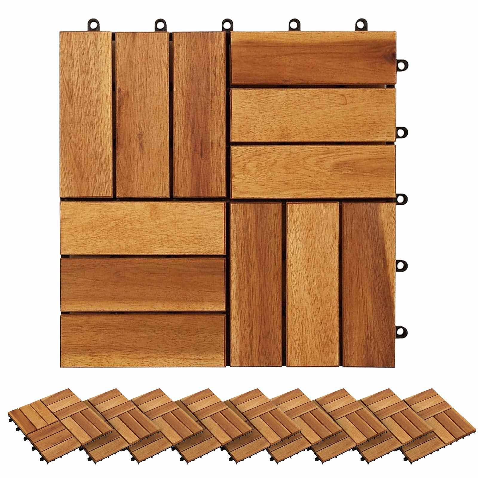 Terrassenfliese 30 pcs Braun 30 x 30 cm Akazien-Hartholz