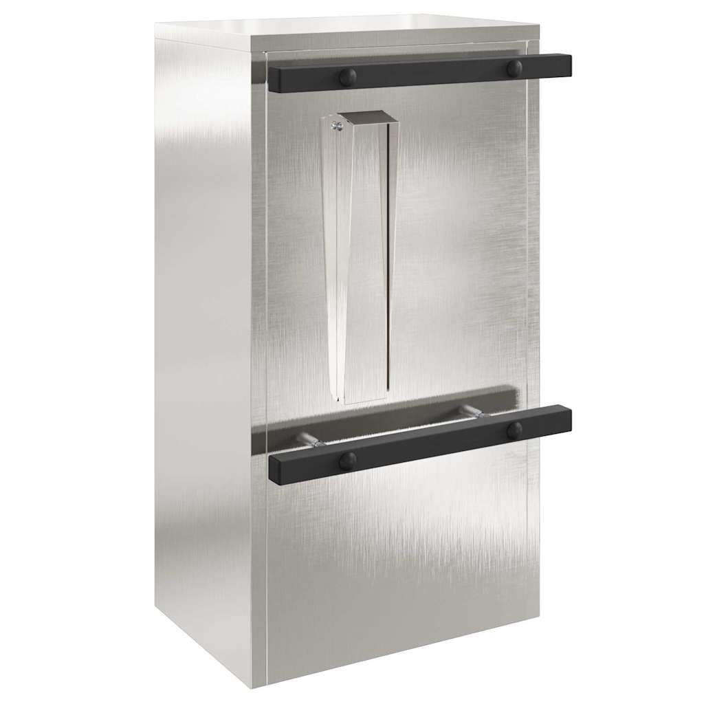 Briefkasten mit Speicher Silber 30 x 20 x 55 cm Edelstahl