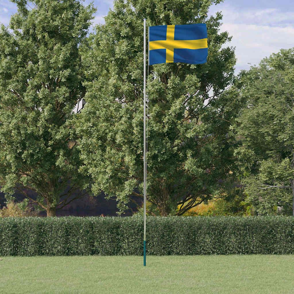Flagge Schwedens mit Mast 6,08 m Aluminium