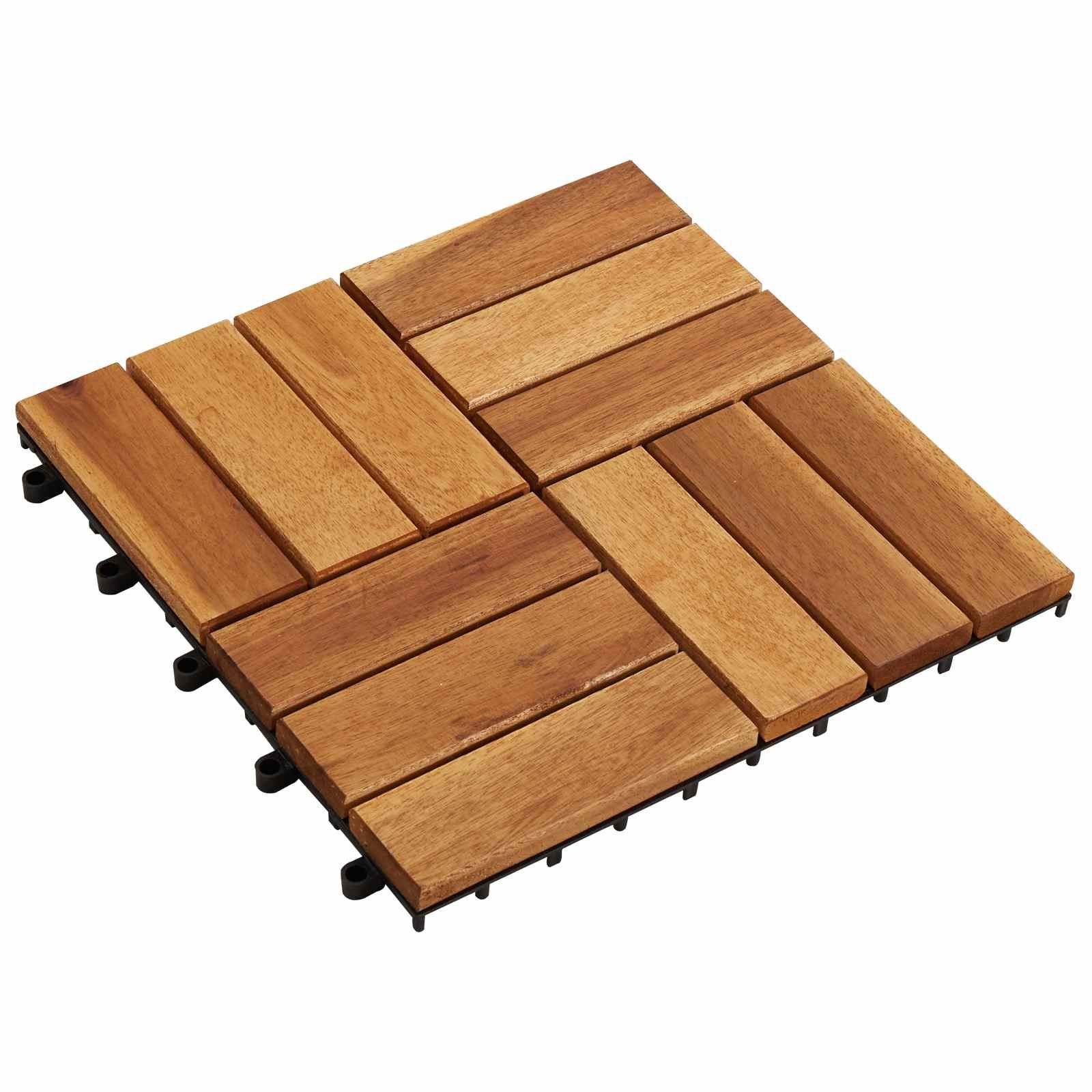 Terrassenfliese 30 pcs Braun 30 x 30 cm Akazien-Hartholz