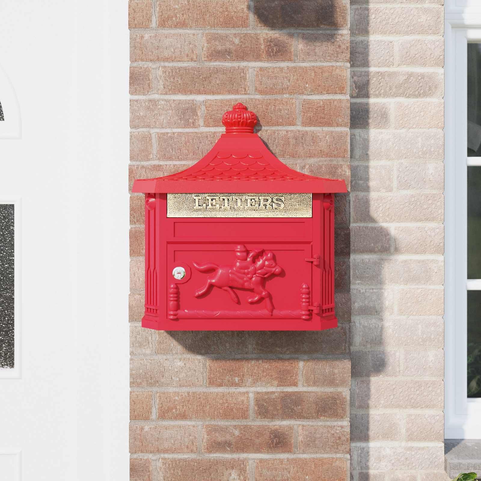 Wandmontierter Briefkasten Rot 40,5 x 16 x 45 cm Gussaluminium