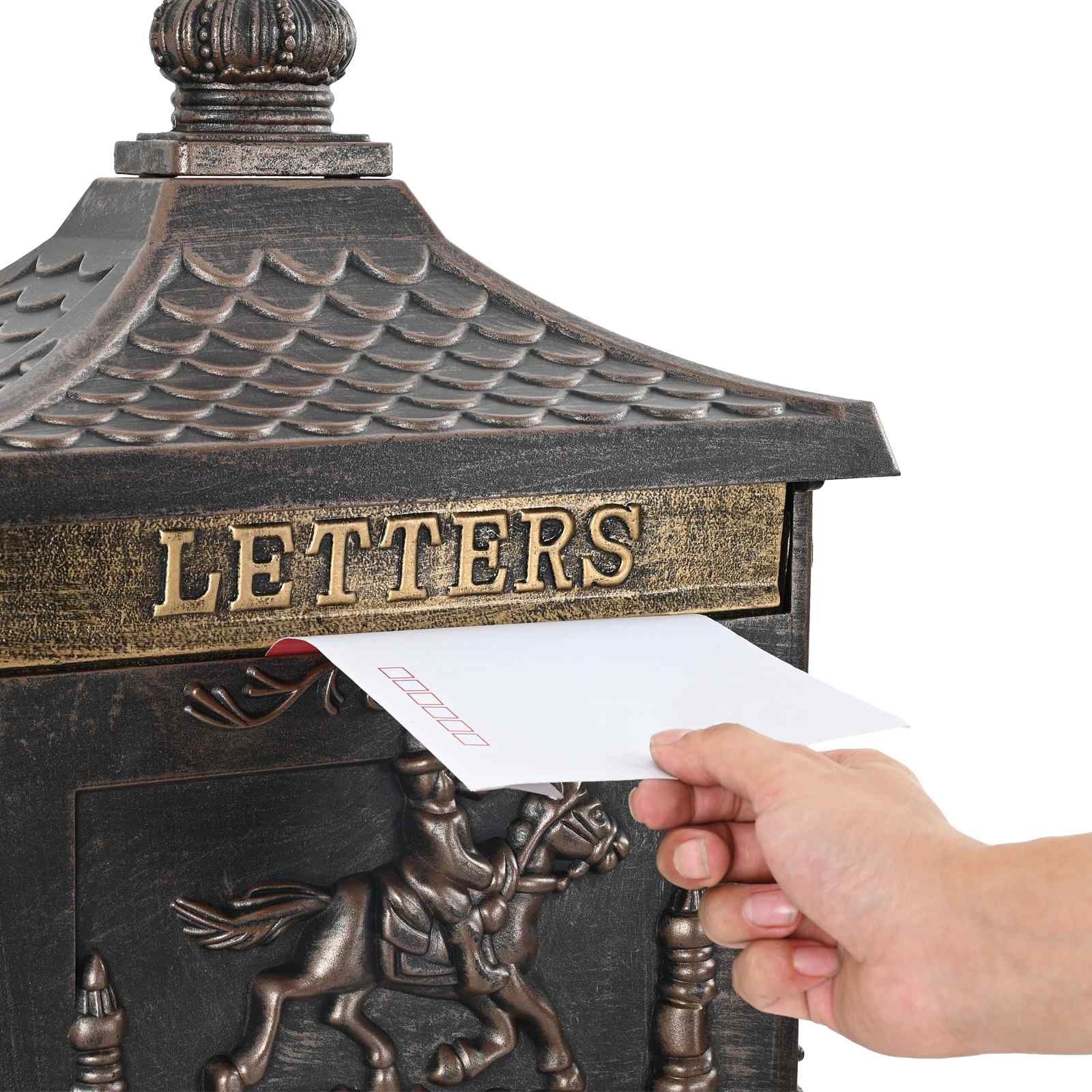 Stehender Briefkasten Bronze 42,5 x 29,5 x 117 cm Gussaluminium