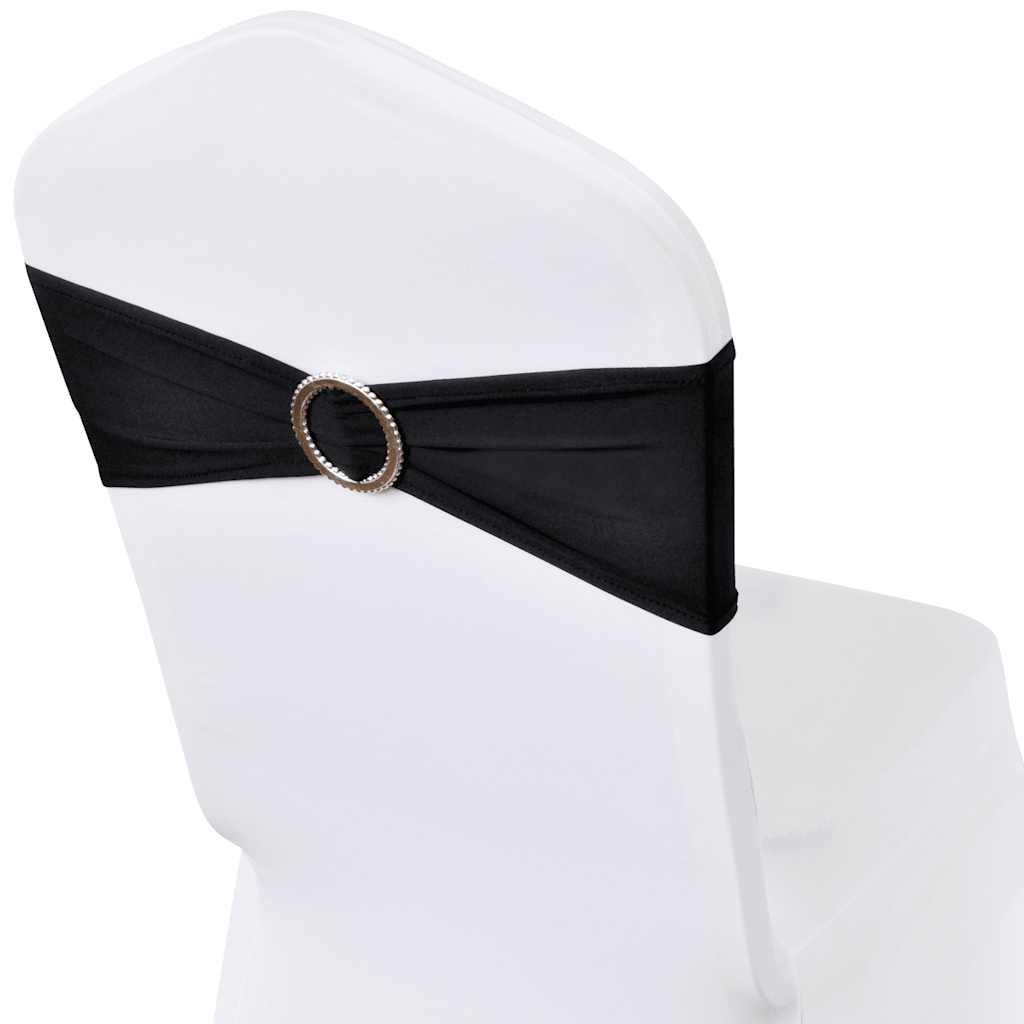 25-tlg. Stretch-Stuhlbänder mit Diamant-Schnalle Schwarz