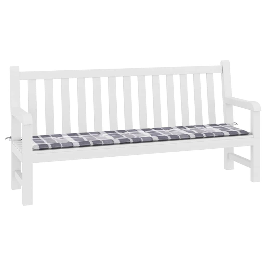 Gartenbank-Auflage Grau Karomuster 200x50x4 cm Oxford-Gewebe