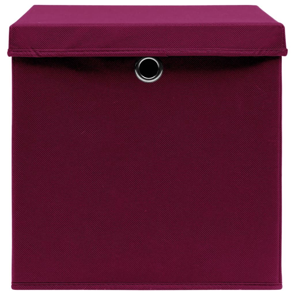 Aufbewahrungsboxen mit Deckeln 4Stk. Dunkelrot 32x32x32cm Stoff