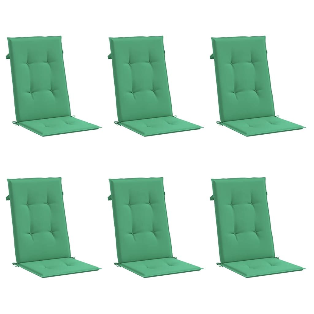 Gartenstuhlauflagen für Hochlehner 6 Stk. Grün 120x50x3cm Stoff