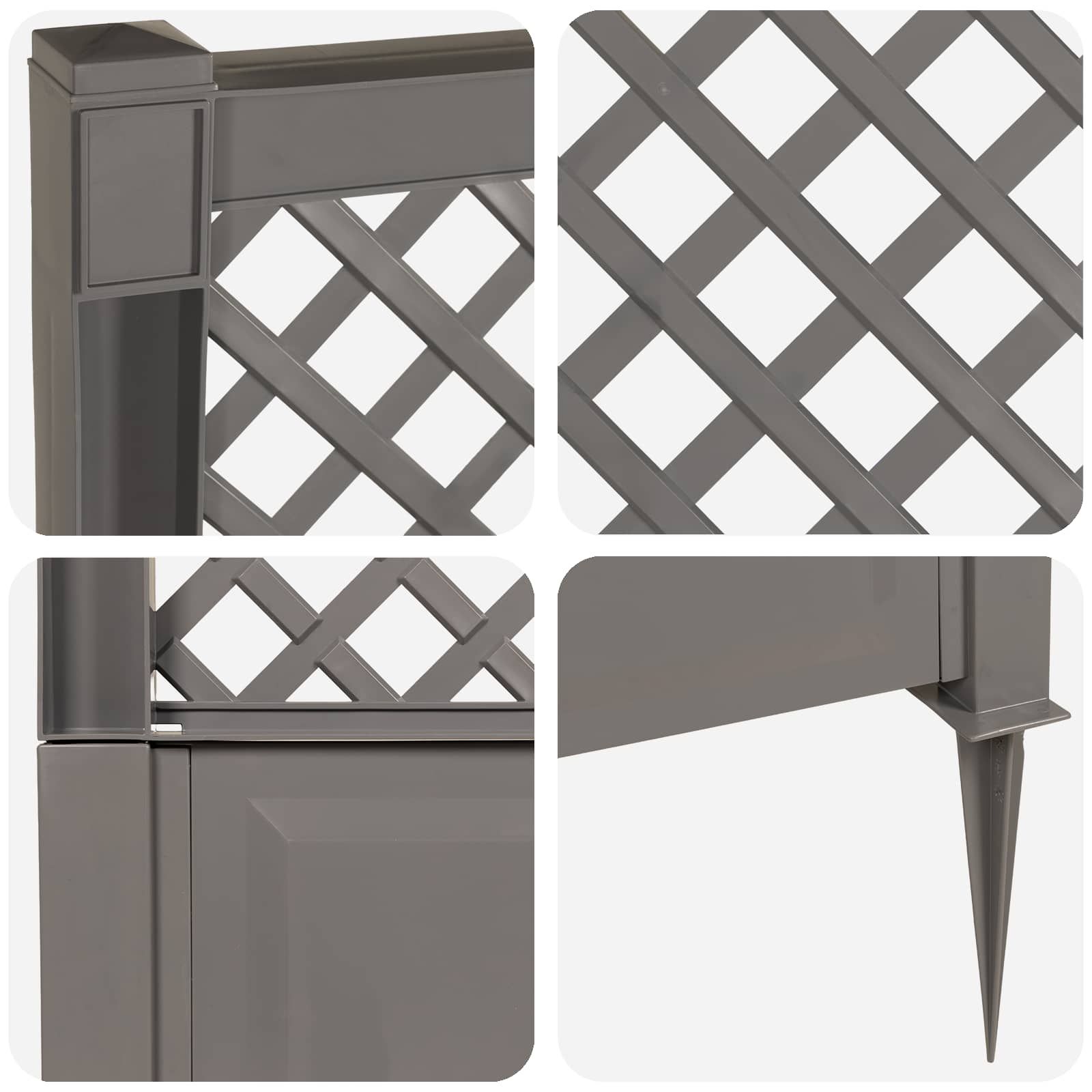 Trellis mit Spike Grau 43 x 6 x 165 cm PP